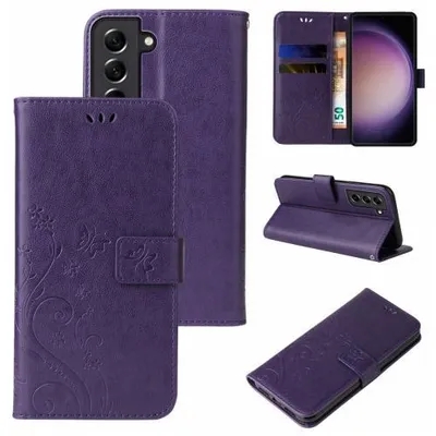 Produktbild von Kunstleder Flip-Hülle Floral für Smartphones - Farbe: Violett - Modellkompatibilität: Für Samsung Galaxy S23