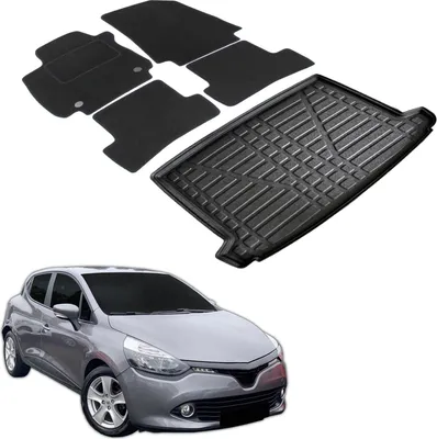 Produktbild von Kofferraumwanne Fußmatten Set Für Renault Clio 4 Sport Tourer 2013-2019, Genaue Passform