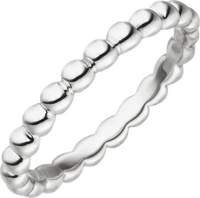 Produktbild von Ring Kugel Kügelchen aus 925 Silber rhodiniert Kugelring Fingerring für Damen Innenumfang 60mm  Ø19.1mm