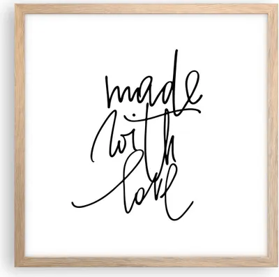 Produktbild von Gerahmtes Poster - Rahmen in heller Eiche - Erstellt mit Liebe - 40x40 cm - Wand Bild - Wanddeko - Wandbilder - Kunstposter - Wandposter - Bilderrahmen - Bilder - Kunstdruck - P2NAC40x40-4499