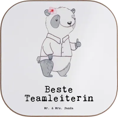 Produktbild von Mr. & Mrs. Panda Untersetzer für Gläser Panda Beste Teamleiterin - Weiß - Geschenk, Coaster, Chefin, Tischuntersetzer, Abschied, Leiterin, Kollegin, gläseruntersetzer
