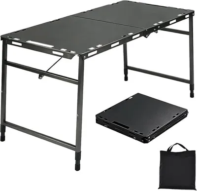 Imagen del producto de Mesa plegable para camping, con altura ajustable, 104 x 48 cm, color