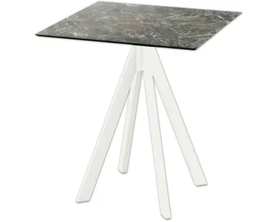 Image de Infinity - Table de patio, structure blanche + plateau HPL effet marbre Galaxy, 70 x 70 cm, 1 pièce