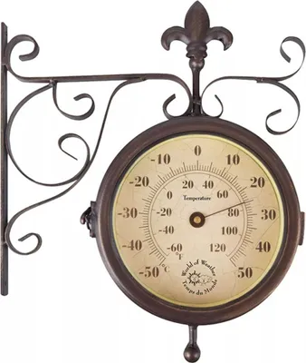 Produktbild von Esschert Design Bahnhofsuhr mit Thermometer; TF005