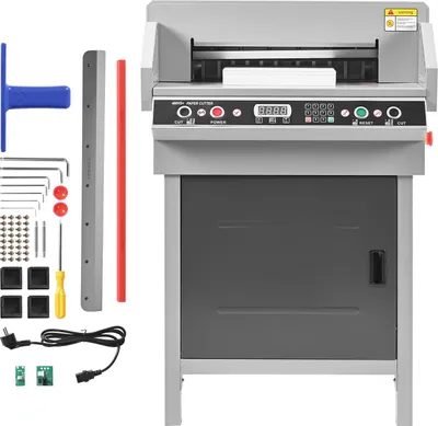 Zdjęcie produktu dla SucceBuy Elektryczna obcinarka do papieru o szerokości cięcia 48 cm, grubości cięcia 5 cm, z wydajną gilotyną z funkcją podczerwieni i zapasowym ostrzem, 1000 W