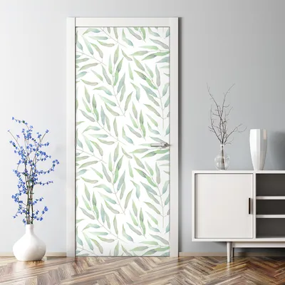 Produktbild von Dekorative Türtapete selbstklebend Aufkleber Klebefolie Zarte Blätter 77 x 200 cm