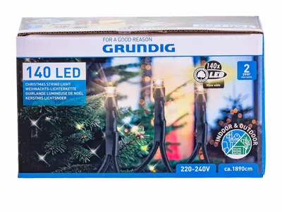 Produktbild von Grundig LED-Weihnachts-Lichtetkette 140 LED 08624 warmweiß mit Funktion Modus