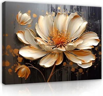 Produktbild von Leinwandbilder Abstrakt Lilia Blumen 3D Effekt 120x80 cm XXL Modern Canvas Bild auf Leinwand Bilder Leinwandbild Wandbilder Wohnzimmer Schlafzimmer