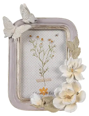 Obrázek produktu pro Rámeček na obraz Clayre & Eef 10x15 cm Fialoví motýli z polyresinu