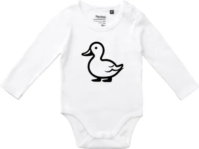 Produktbild von Huuraa Baby Body Ente Silhouette 74 White  Baumwolle Fairtrade Langarmbody Geschenkidee