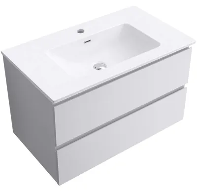 Immagine prodotto di CERANO - Mobile da bagno Carole - bianco opaco + lavabo in Vetroceramica Novo - bianco lucido - 81x49,5x46,5 cm