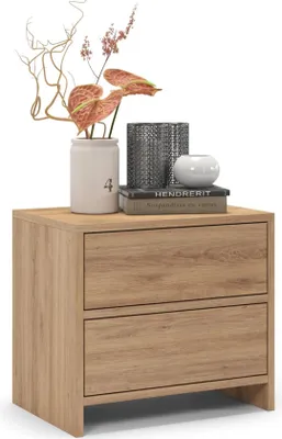 Immagine prodotto di comodino regalik PARI con due cassetti 50x45x35 cm - Comodino con cassetto con guide a sfera Tip on - Comodino Design moderno in Rovere-Grafite