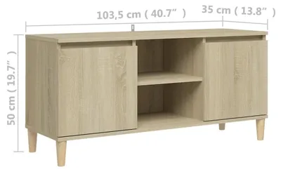 Produktbild von vidaXL TV-Schrank mit Massivholz-Beinen Sonoma-Eiche 103,5x35x50 cm