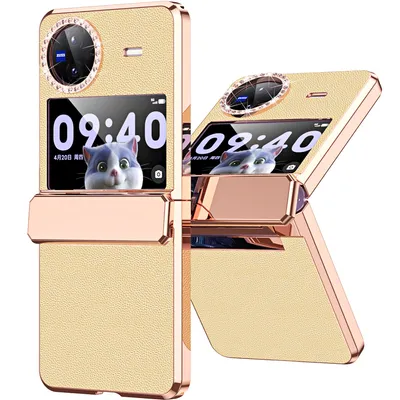 Obrázek produktu pro Pouzdro pro Vivo X Flip lesklé a diamantovým galvanizované kryt s ochranou pantu Zlato