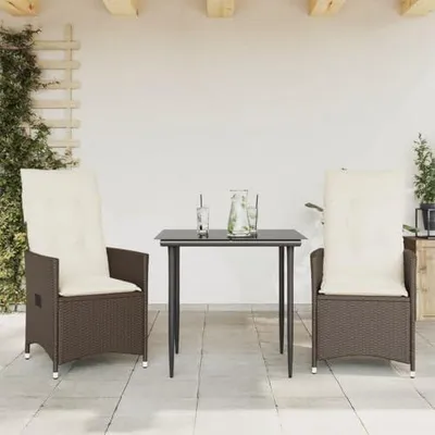 Produktbild von Gartenstuhl aus wetterfestem PE-Rattan mit Polsterkissen und verstellbarer Rückenlehne