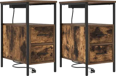 Zdjęcie produktu dla Szafka Nocna z szufladą 2 pcs Dąb wędzony 30 x 48 x 61 cm