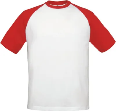 Image de B&C TU020 | Base-Ball T-Shirt Hommes - Couleur : Blanc/Rouge - Taille : M