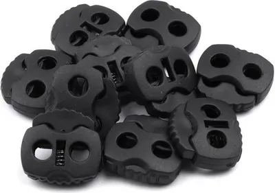 10 Stück Kordelstopper mit zwei Löchern schwarz