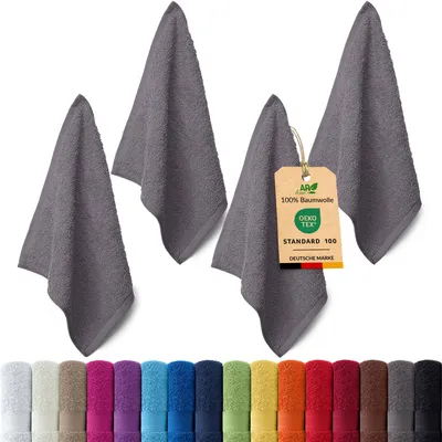 Produktbild von 4er-Set ARIZONA Handtuch-Serie von AR Line – 100% Baumwolle, 500 g/m², 4er-Set Seiftücher 30x30 cm, Anthrazit-Grau