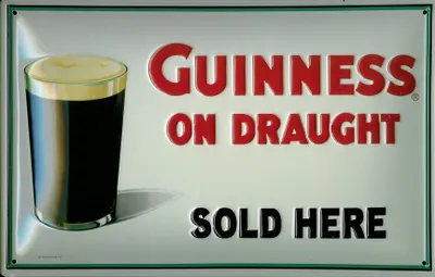 Produktbild von Blechschild Guinness Beer on draught sold here Bier Werbung nostalgisches Schild