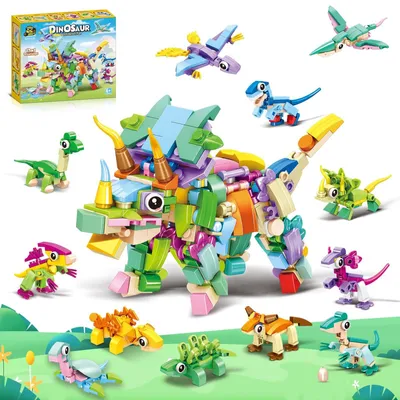 Produktbild von Mini-Dinosaurier-Bauklotz-Set, 12 Teile, pädagogisches Spielzeug