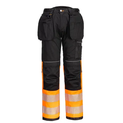 Zdjęcie produktu dla Portwest PW307 PW3 Spodnie kaburowe o wysokiej widoczności klasy 1 pomarańczowe/czarne rozmiar 33