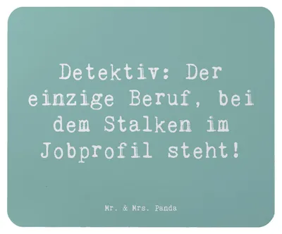 Produktbild von Mr. & Mrs. Panda Mousepad Spruch Detektiv Beruf - Meeresbrise - Geschenk, Geschenke für Berufstätige, Ermittlungen, computer, pc, Detektivberuf, Detektivarbeit, Mouse Pad