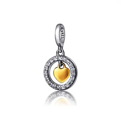 Produktbild von PANDACHARMS Goldenes Herz im Strahlenkranz Charm Anhänger, 925er Sterling Silber, passt zu Pandora