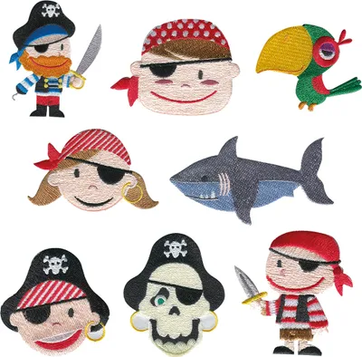 Produktbild von Piraten Set 8 Stück - Aufnäher, Bügelbild, Aufbügler, Applikationen, Patches, Flicken, Zum Aufbügeln
