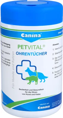 Produktbild von Canina PETVITAL Ohrentücher, Katze, Hund, Ohren, Weiß, 120 Stück(e), Box