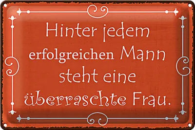 Produktbild von Blechschild Spruch 30x20cm hinter jedem erfolgreichen Mann