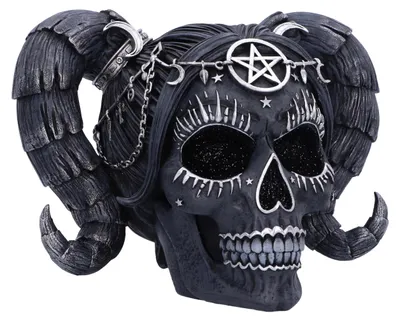 Totenkopf-Dekoration aus Kunststein, 20,5 cm, handbemalt