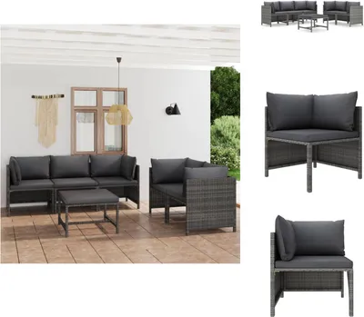 Produktbild von vidaXL 6-tlg. Garten-Lounge-Set mit Kissen Poly Rattan Grau -  Gartenmöbel-Sets