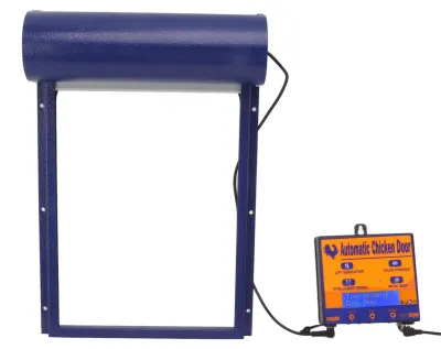 Automatische Kippenhokdeur, 3-in-1, Lichtsensor, Timer, Fernbedienung, blau