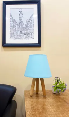 Produktbild von Opviq, 203- 203FLH, Blau, Schreibtischlampen, Holzfuß