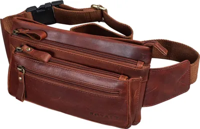 Produktbild von ROYALZ "Vegas" Bauchtasche Leder Flach Herren Damen flache Gürteltasche Vintage 5 Fächer Retro Hüfttasche Brusttasche