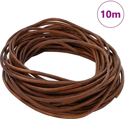 Image de vidaXL Cordon en cuir, couleur marron clair, diamètre 2,5 mm, longueur 10 mètres