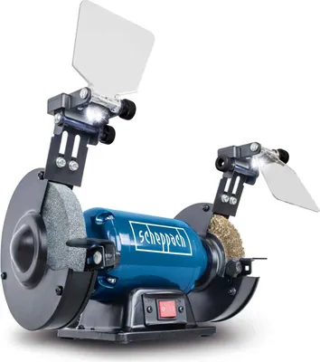 A studio shot of a bench grinder.