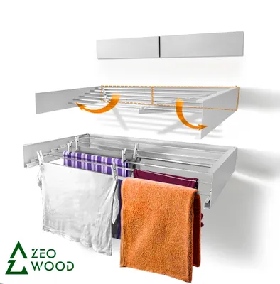 Produktbild von ZEO WOOD Wandwäschetrockner klappbar 100 cm, platzsparender Wäscheständer für Wand, Weiß