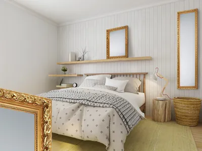 Produktbild von Ganzkörper Wandspiegel mit Holzrahmen in Gold