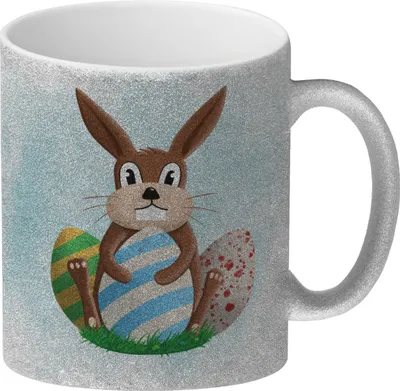 Produktbild von Osterhase und Ostereier Glitzer-Kaffeebecher
