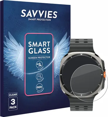 Produktbild von 3x Savvies Schutzglas Folie für Samsung Galaxy Watch Ultra / Ultra 2 (47 mm) 9H Panzer Schutzfolie Glas Displayschutz klar transparent