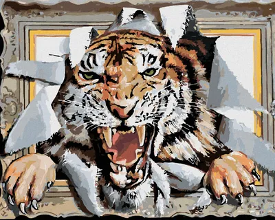 Produktbild von Zuty - Malen nach Zahlen - TIGER IM RAHMEN (D. RUSTY RUST), 40x50 cm, mit Keilrahmen (bereits gespannt)