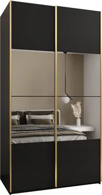 Produktbild von MEBLE KRYSPOL LUX 4 Schrank - 245,5x130x64cm - Schwarz, Schwarz, Gold