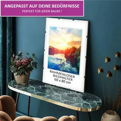 Obrázek produktu pro MG Design Bezrámový obrazový rám, klipový rám 60 x 80 cm - s klipy, akrylové sklo, HDF deska - pro vertikální nebo horizontální zavěšení/postavení