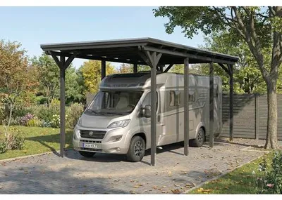 Produktbild von Carport für Wohnmobil, Einzelcarport SKAN HOLZ Emsland inkl. Pfostenanker 402 x 846 cm anthrazit