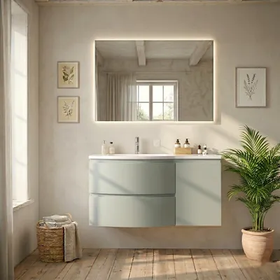 Immagine prodotto di Mobile bagno sospeso 105cm verde salvia con lavabo sx | Los Angeles