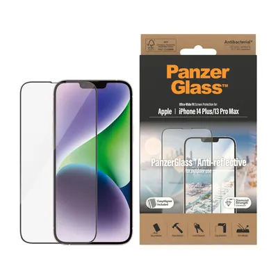 Obrázok produktu pre PanzerGlass ® Anti-Reflective Screen Protector iPhone 14 Plus | 13 Pro Max | Ultra-Wide Fit w. EasyAligner, Apple, Apple - iPhone 14 Plus, Apple - iPhone 13 Pro Max, Suché aplikovanie, Odolné proti poškriabaniu, Odolný proti nárazom, Antibakteriálne, Priehľadná, 1 kusov