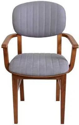 Obrázek produktu pro Grau Braun Holzstuhl Designer Stühle Luxus Esszimmer Armlehne Stuhl