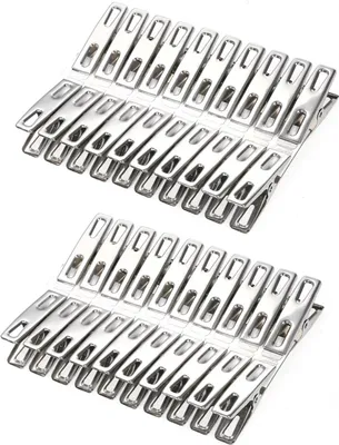 Image de lot de 40 pinces à linge en acier inoxydable [4,5cm x 1cm] | Pinces multi-usages pour linge délicat, serviettes | Pinces universelles pour corde à linge | Pinces à linge | Pinces à fixation pour notes
